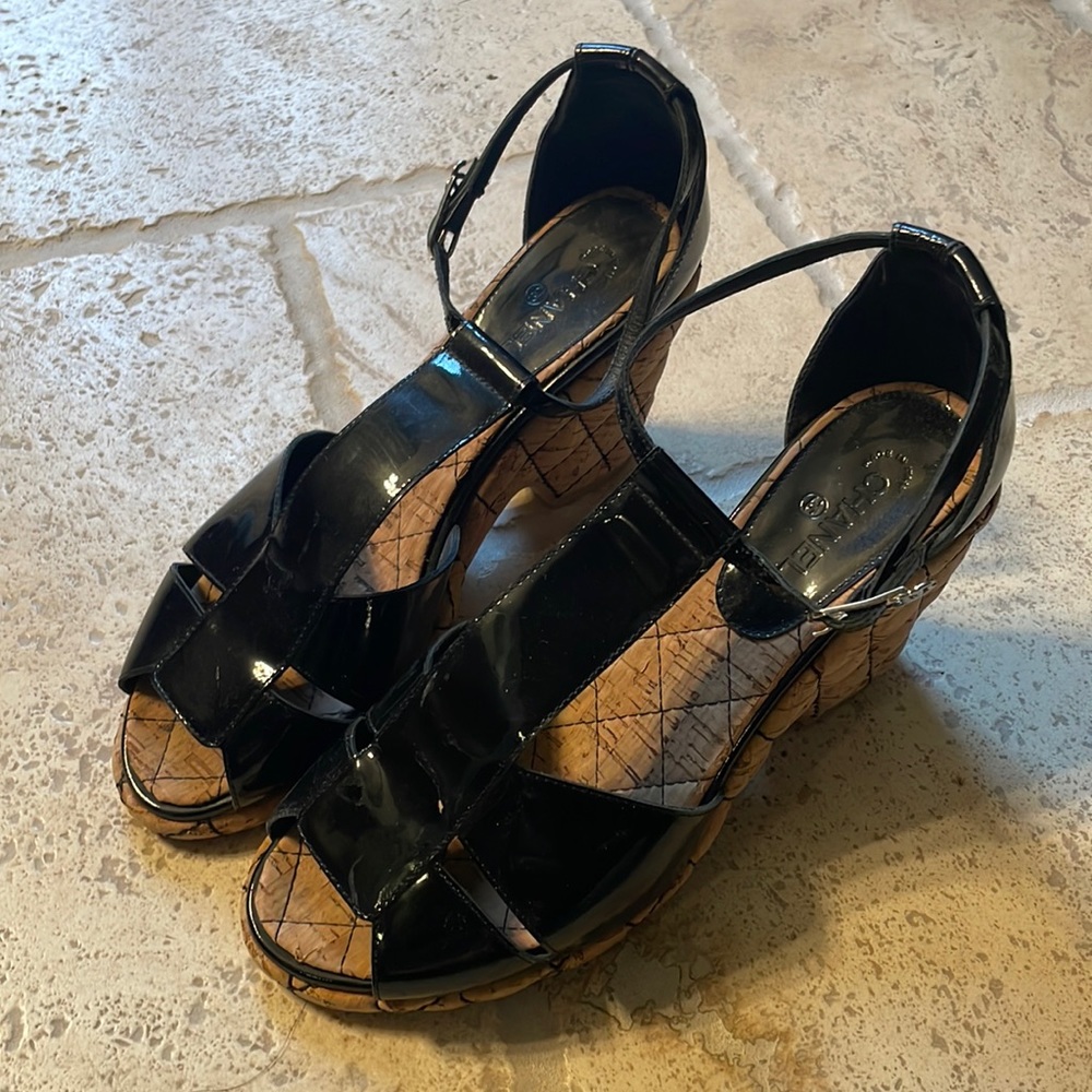 Authentic Chanel quilted cork heels